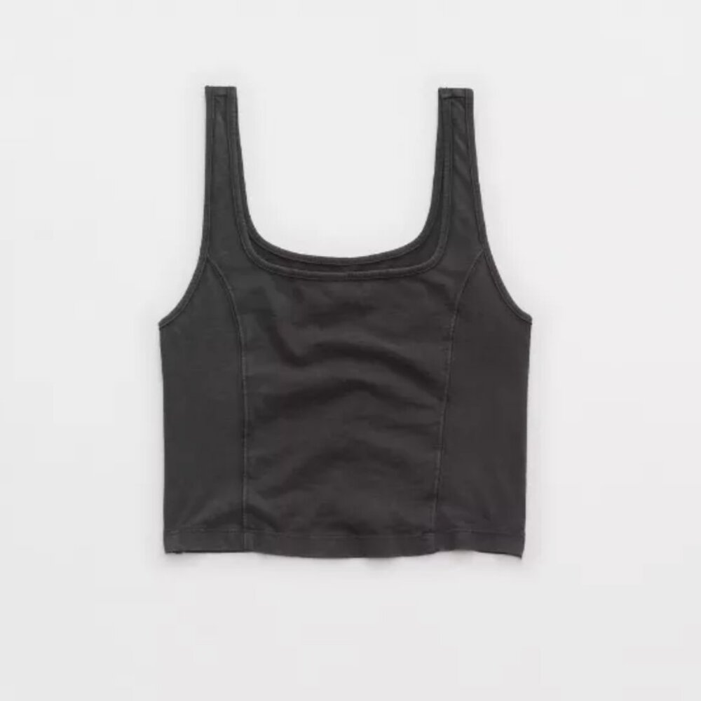Aerie Corset Cropped Tank Top - Smoked Grey - Size Small